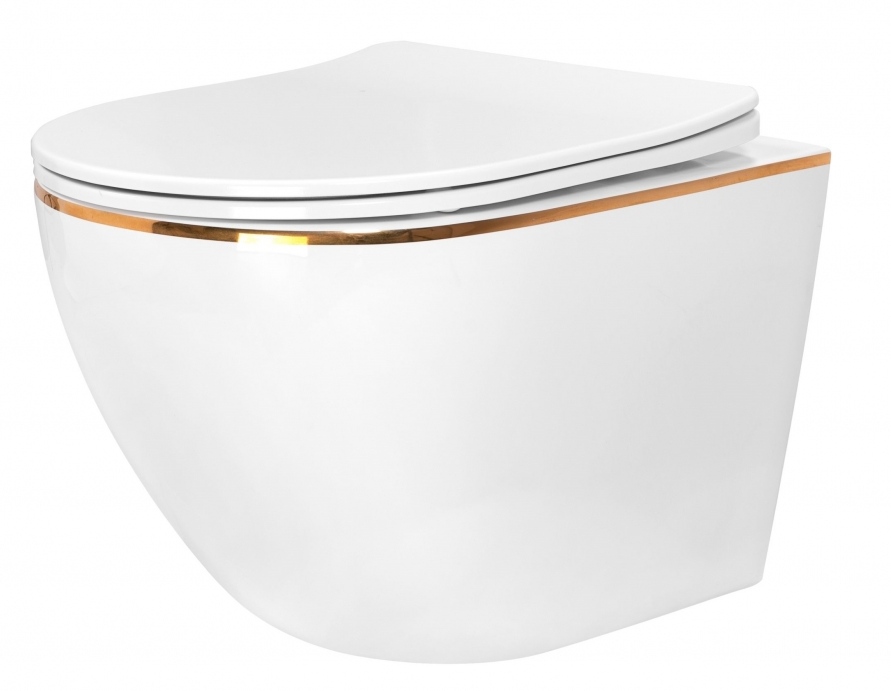 Darmowa Dostawa - Zestaw miska z deską wisząca bez kołnierza biały połysk Rea Carlo Mini REAC1222