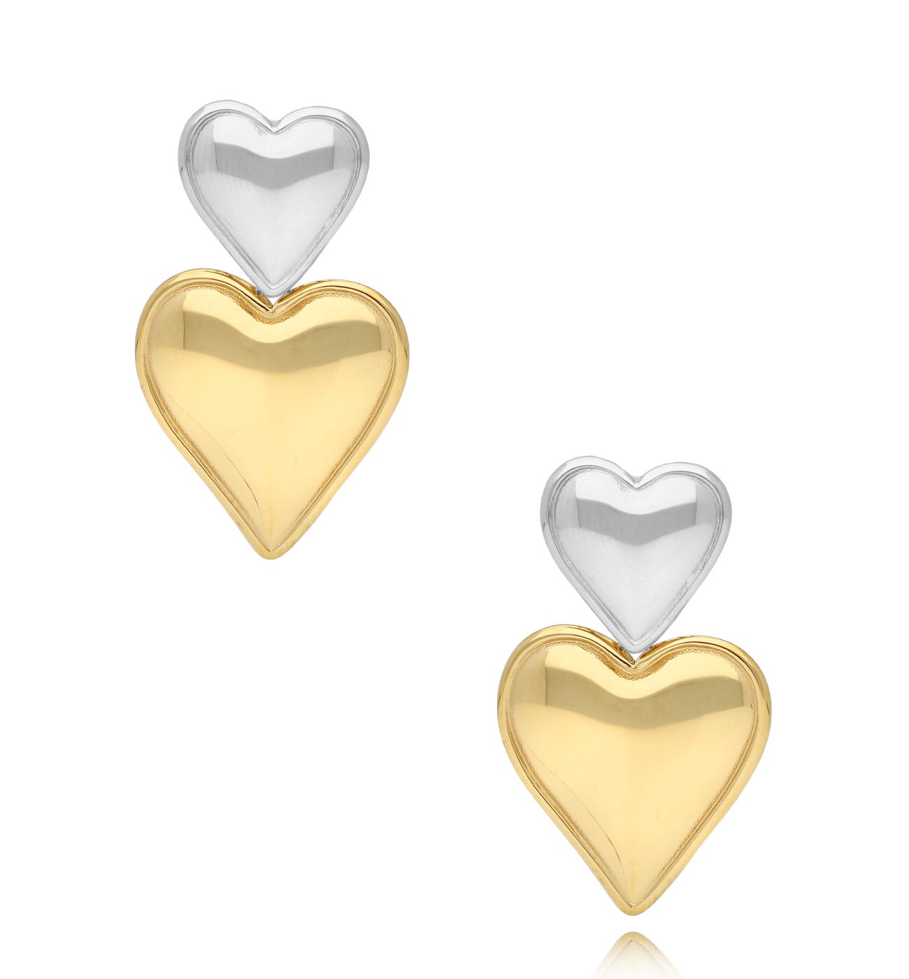 Kolczyki srebrno złote z sercami Deux Coeurs KSA1528