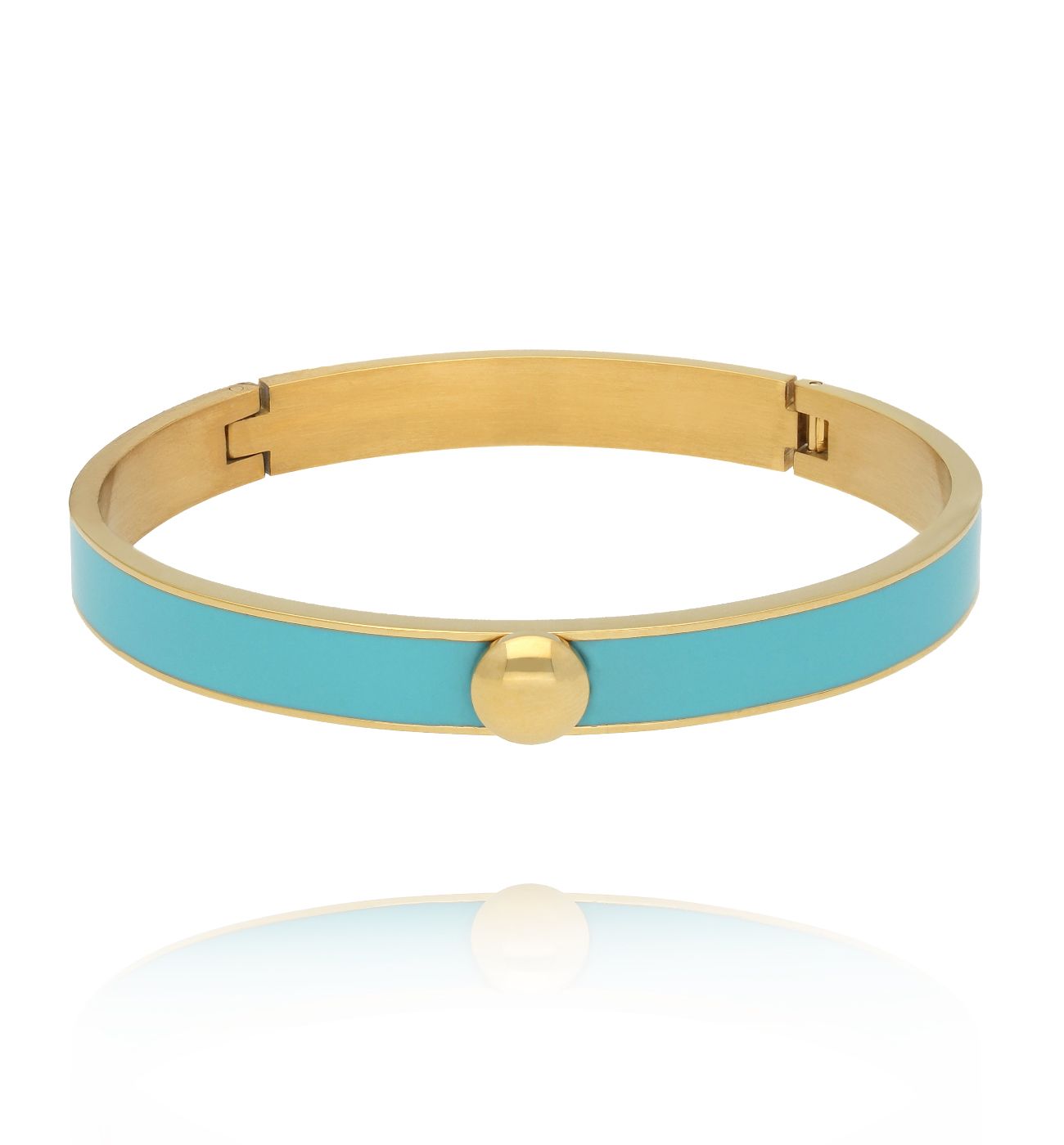 Bransoletka obręcz z turkusową emalią - By Dziubeka