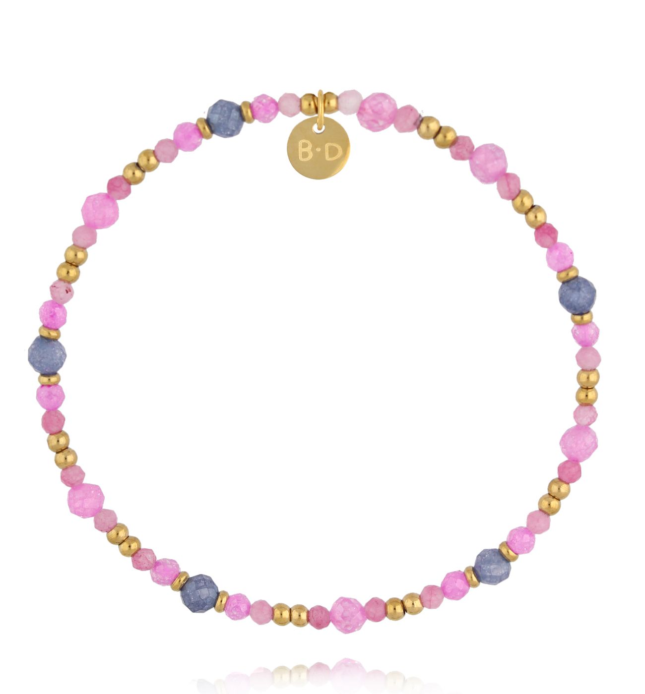 Bransoletka na gumce różowa z cyrkoniami BTW3464