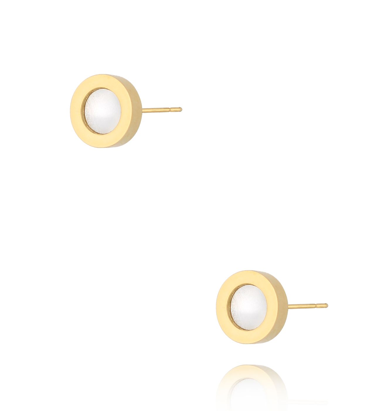 Kolczyki dyski złote z masą perłową Moonlit Glow - By Dziubeka