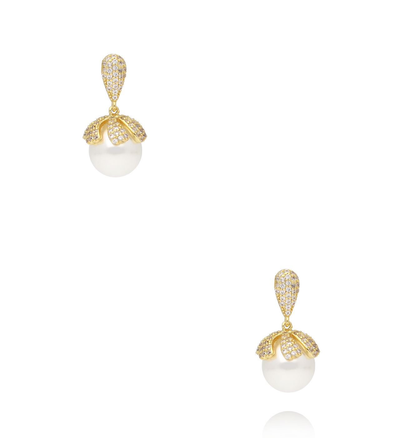 Kolczyki złote z perłą i zdobione cyrkoniami KSS2169