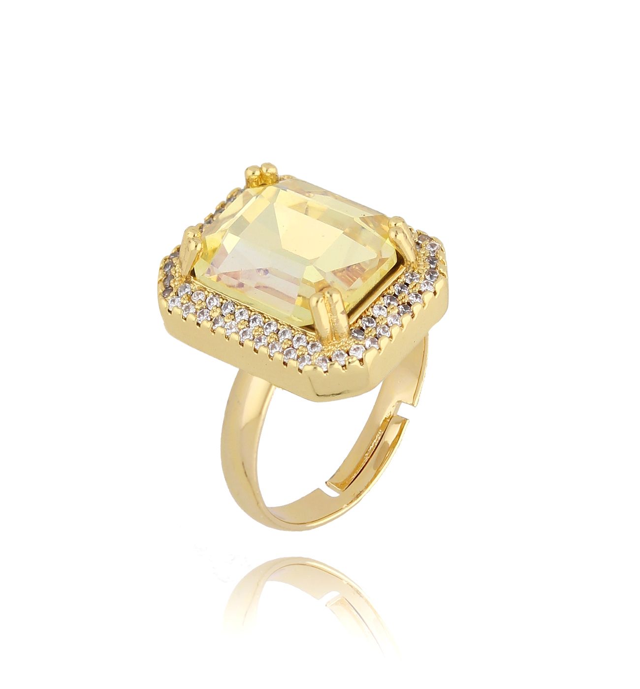 Pierścionek z cytrynowym jasnym kryształkiem Majestic PSS0085 - By Dziubeka