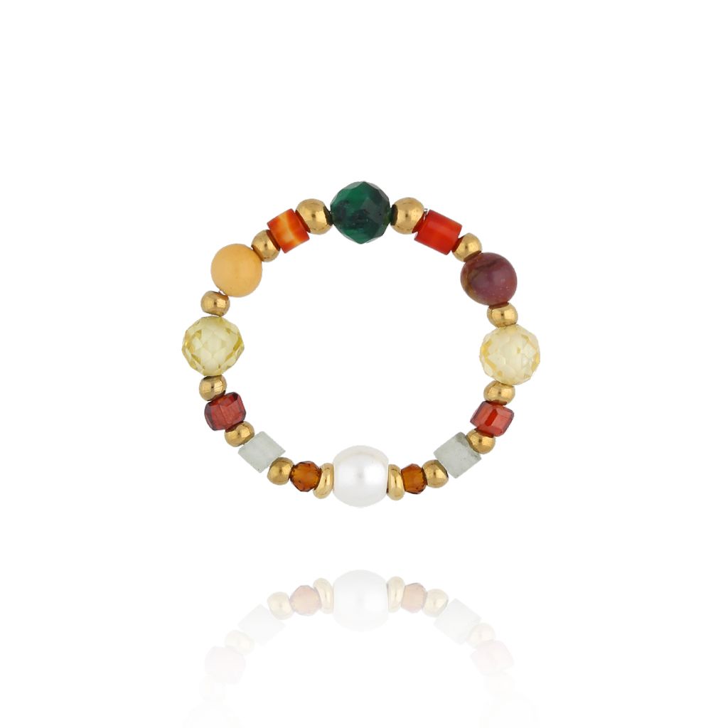 Pierścionek z agatami i awenturynami PSC0727 - By Dziubeka