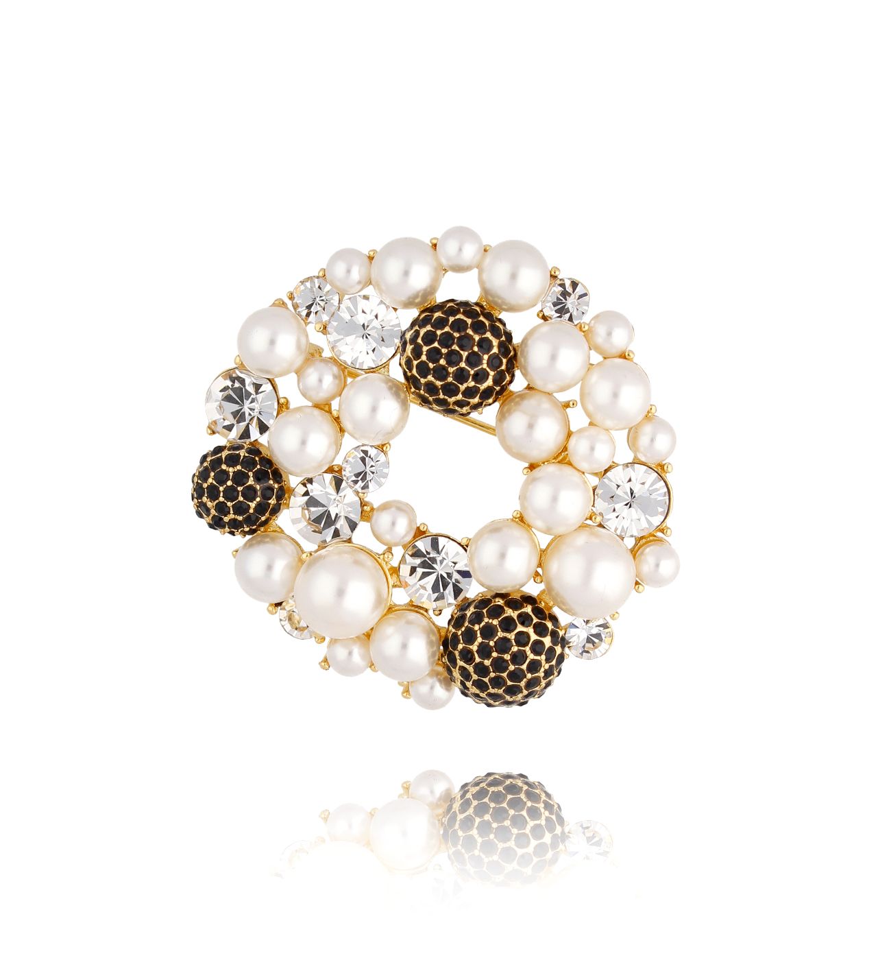 Broszka kremowo czarna Lovely BRPE0019