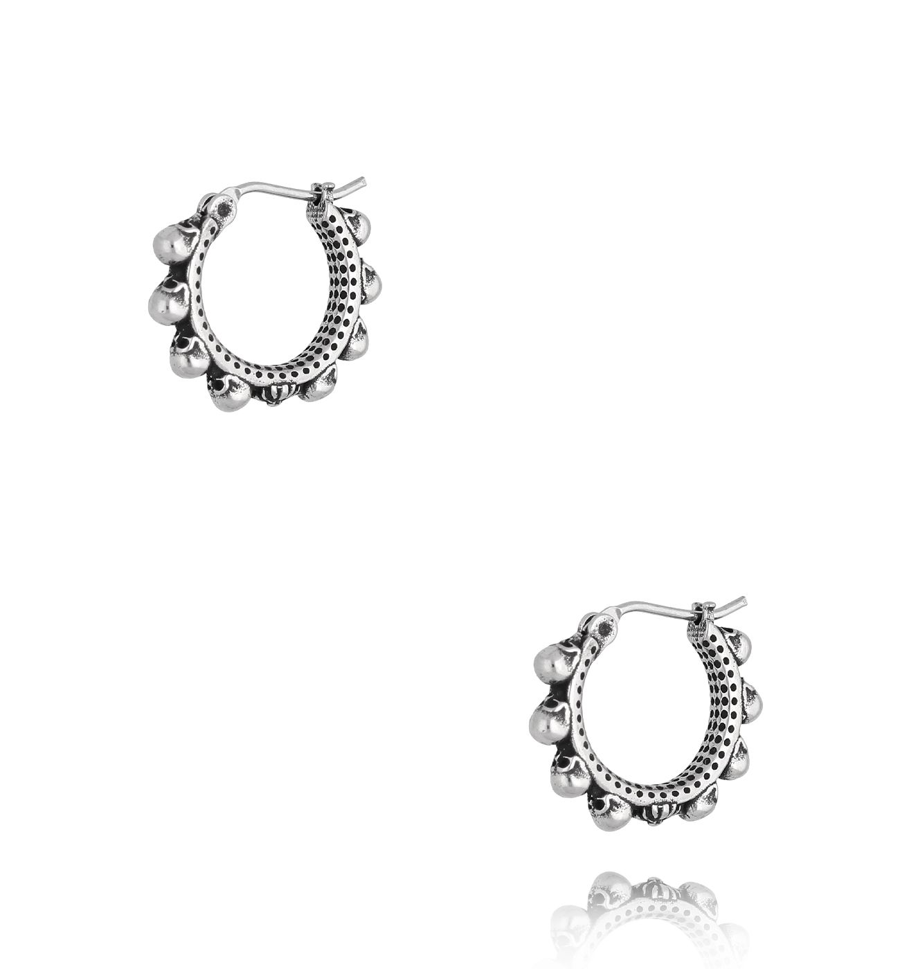 Kolczyki srebrne okrągłe z czaszkami Jese 062 - By Dziubeka