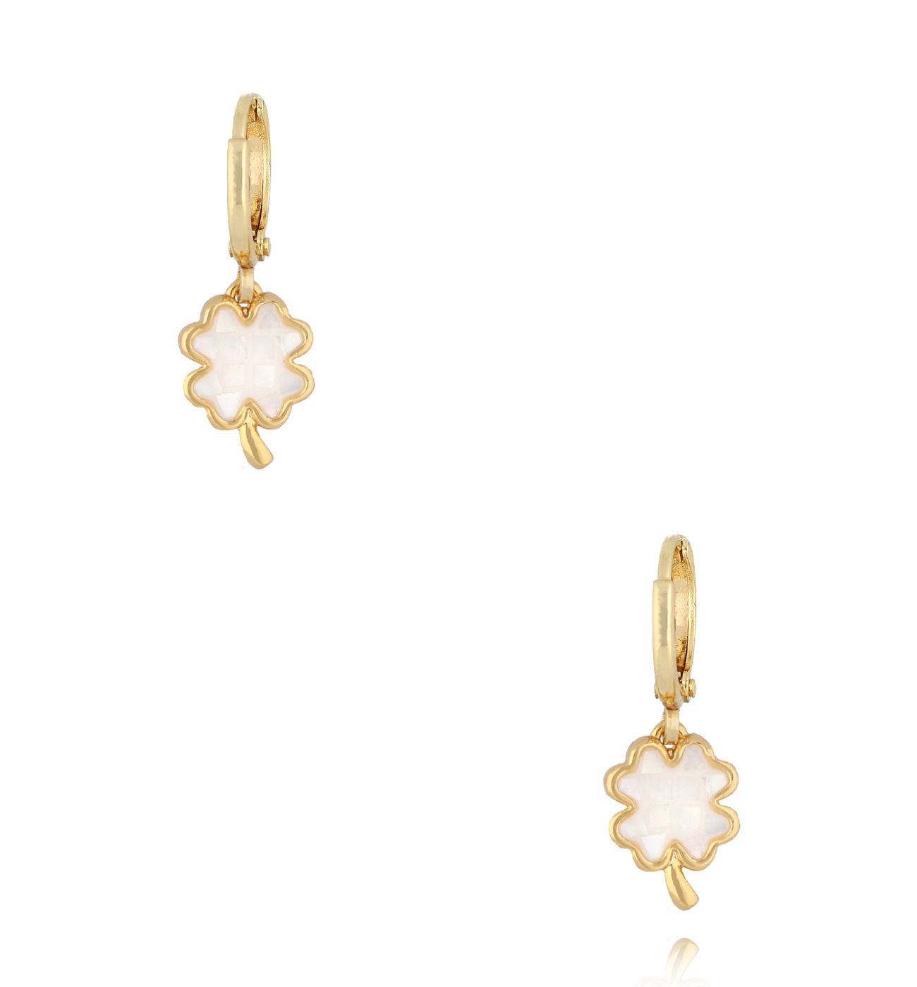 Kolczyki koła z koniczynką z masy perłowej KSS2063