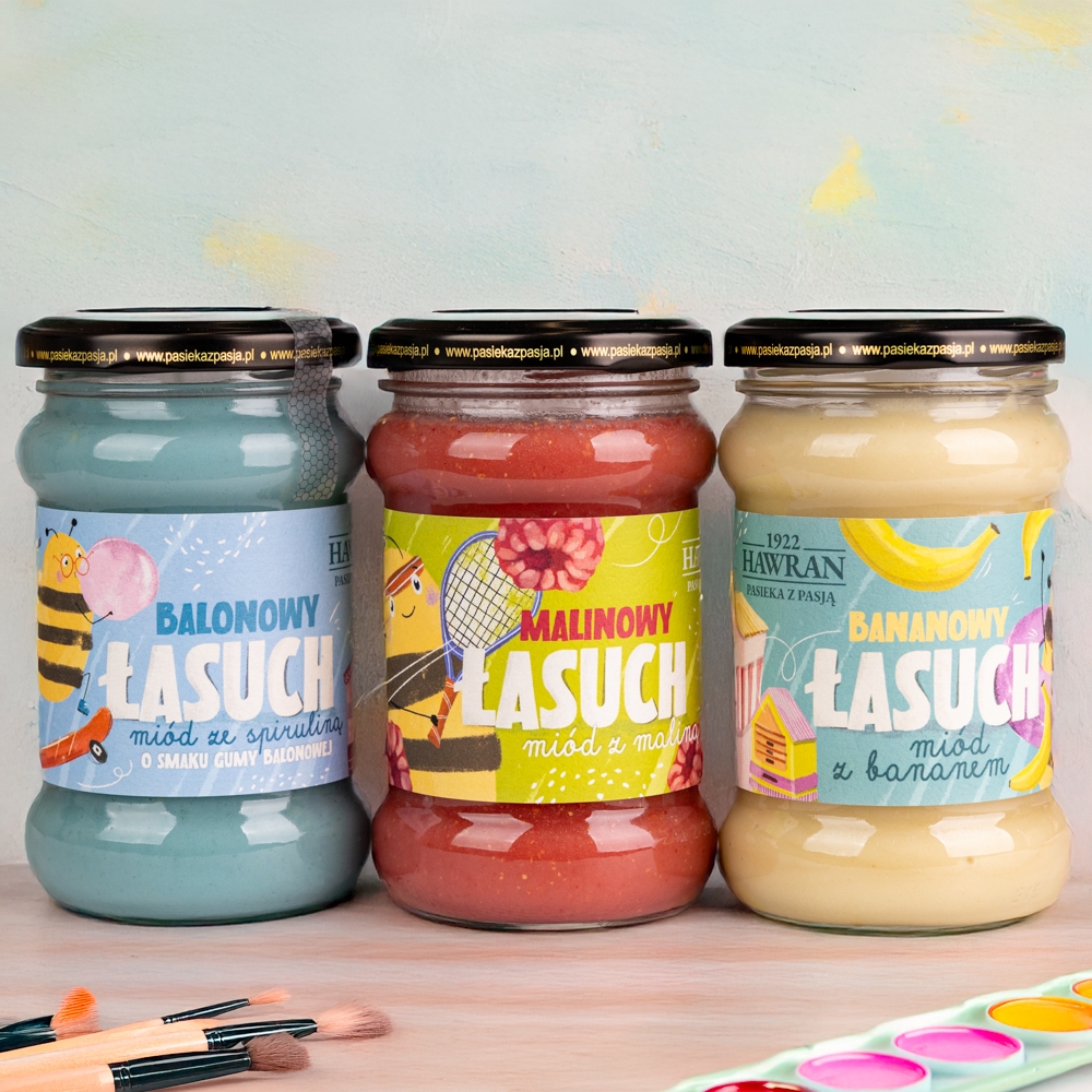 Łasuch medium - zestaw 3 miodów dla dzieci - Pasieka z Pasją Hawran