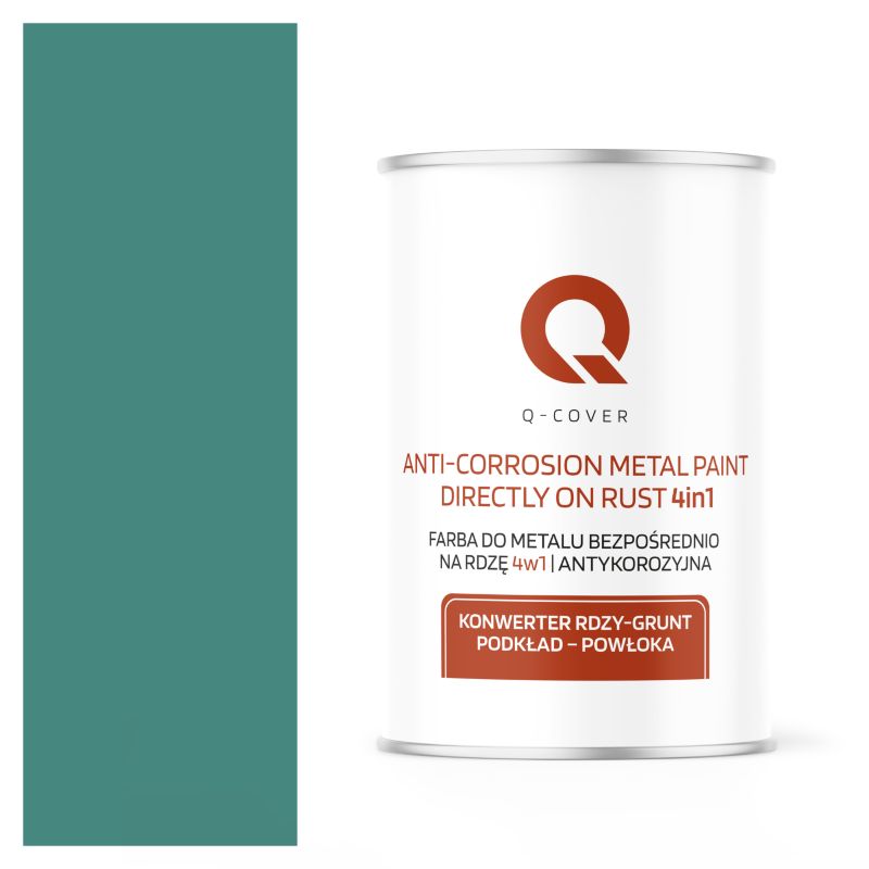 Farba do Metalu Prosto na Rdzę 4w1 Q-Cover Turkus miętowy RAL6033 Satyna 1L
