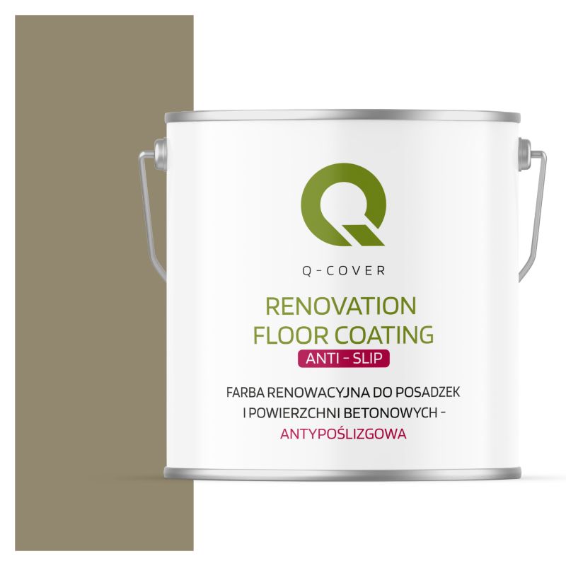 Farba Antypoślizgowa do Posadzek i Powierzchni Betonowych Renowacyjna Q-Cover Szaro-Żółty RAL7034 5L