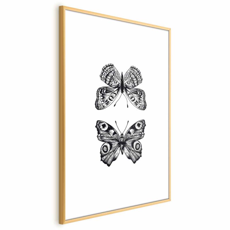 Plakat Artgeist Dwa motyle 29,7x42 cm z ramą złotą 1 szt