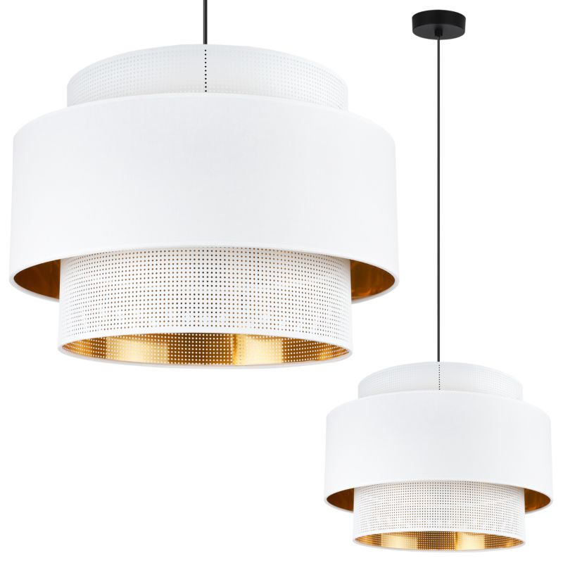 Lampa sufitowa wisząca Light Home LH Asti Trio 1x E27 60W klosz 45cm biały/złoty podstawa czarna 1szt.