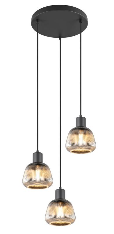 Lampa wisząca Trio Tarifa 5807 czarna retro 3xE27 x 1 szt.