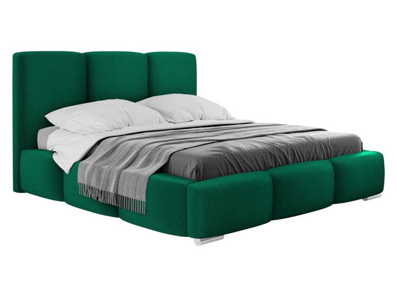 Łóżko tapicerowane MIRJAN 24 z pojemnikiem na pościel Olweria 160x200 butelkowa zieleń 1 szt.