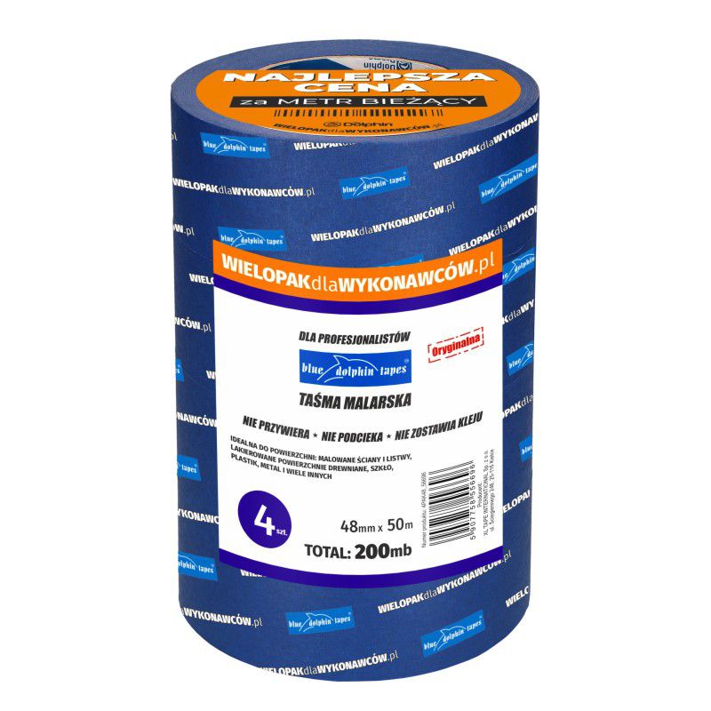 Wielopak taśm malarskich dla Wykonawców, Blue Dolphin, 4 x 48mm x 50m