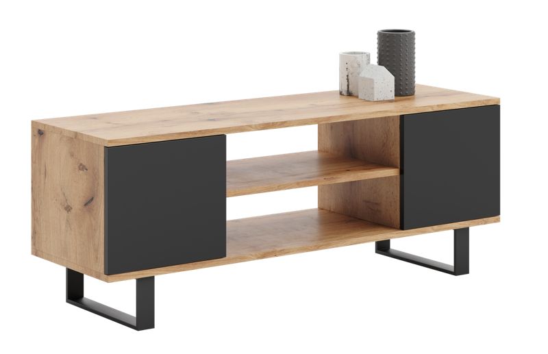 Szafka RTV Kobi 155 cm loft dąb craft złoty - czarny 1 szt.