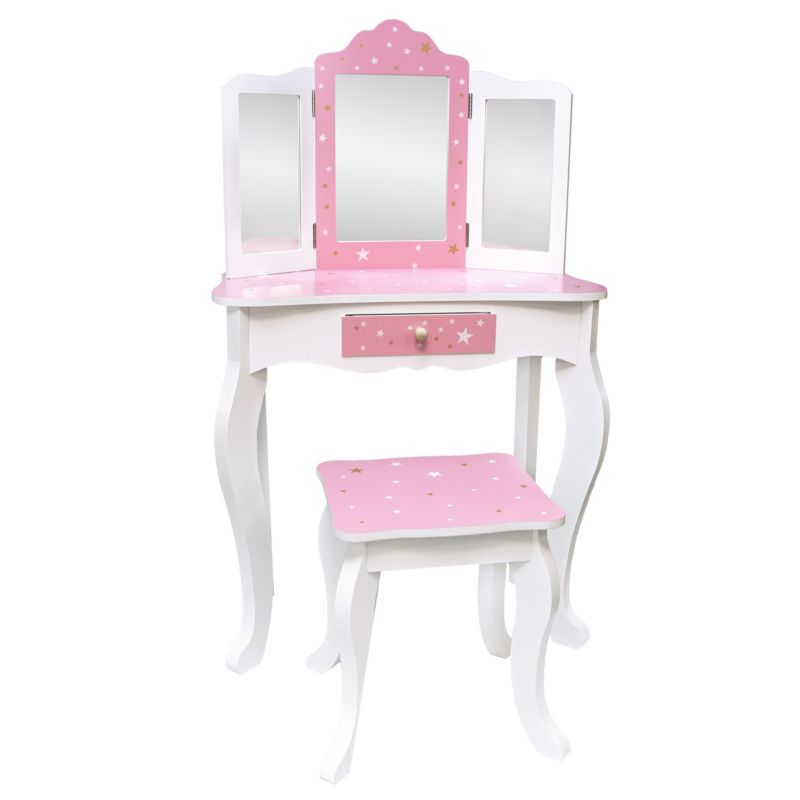 Różowa toaletka dla dzieci Sol 4iQ Group z krzesełkiem i 3 lustrami 1szt.