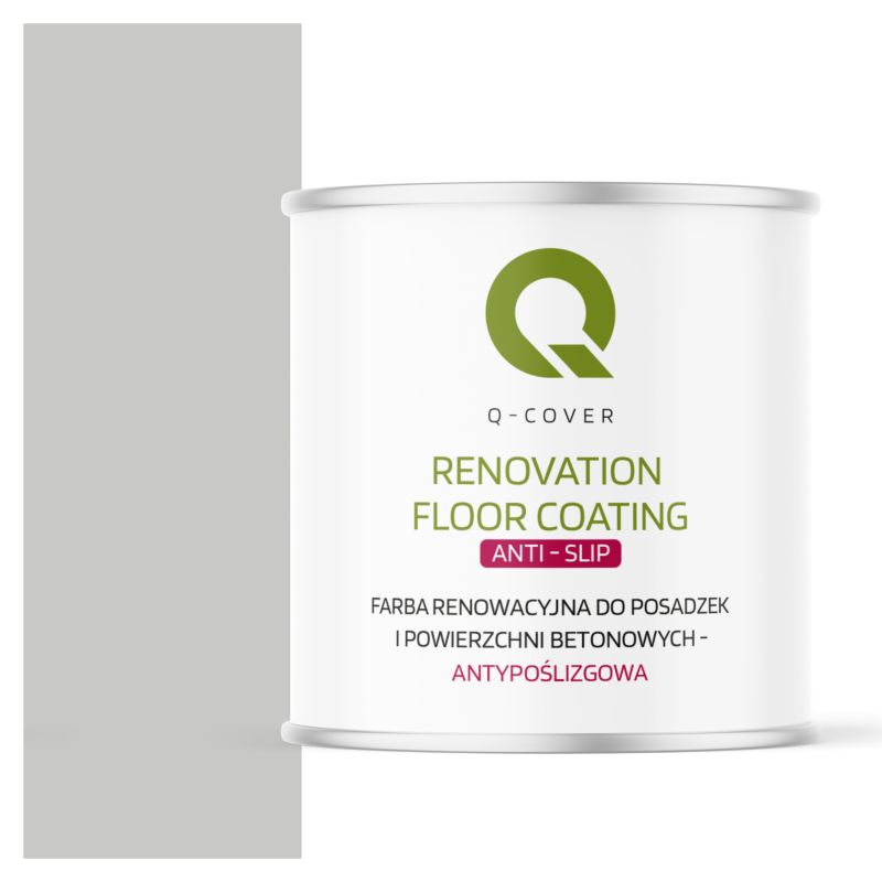Farba Antypoślizgowa do Posadzek i Powierzchni Betonowych Renowacyjna Q-Cover Szary Mleczny RAL7047 2.5L