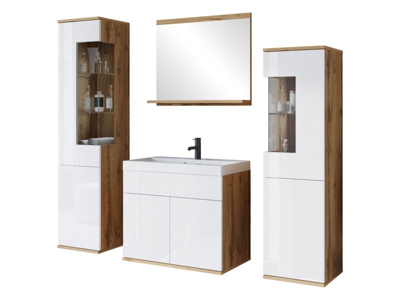 Meble łazienkowe MIRJAN 24 Nairobi biały / biały połysk + wotan 1 kpl.