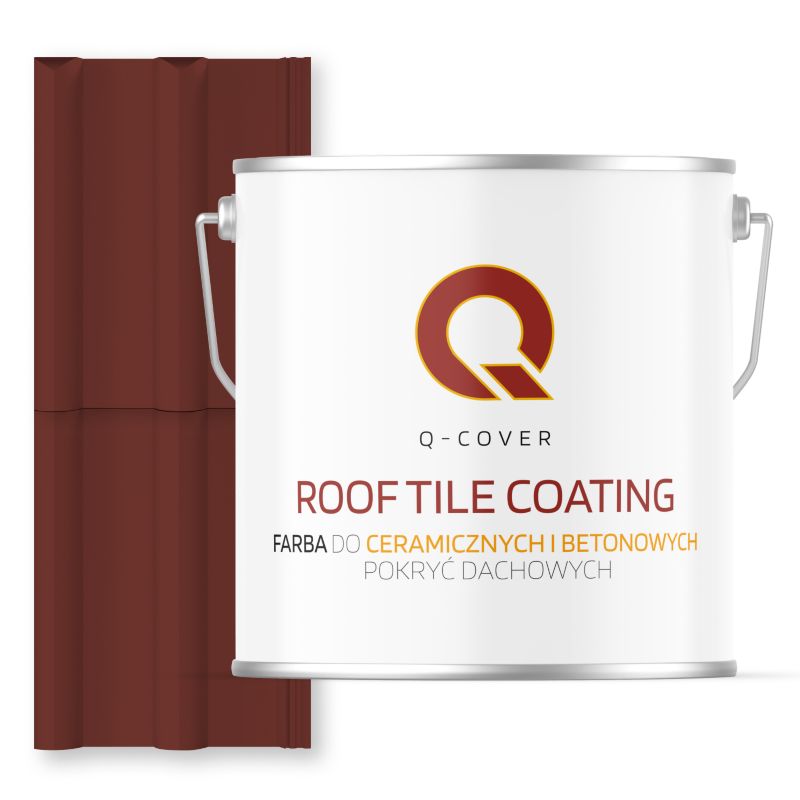 Farba do Dachów Ceramicznych i Betonowych Pokryć Dachowych Q-Cover Wiśniowy RAL3009 Mat 5L