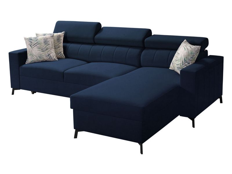 Narożnik z funkcją spania MIRJAN 24 Baltico I Mini prawy granatowy/wzór w liście 1 szt.