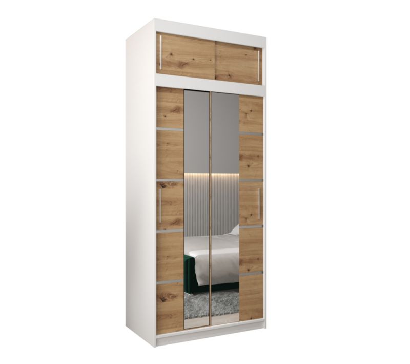 Szafa przesuwna Abiks Verona 4 100 biały + artisan z nadstawką 1 szt.