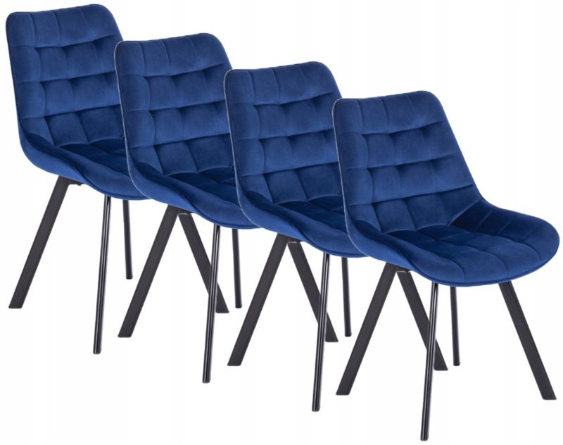 Zestaw 4x Krzesło Rick Mebel Elite Granatowe Welurowe Do Salonu 1 kpl