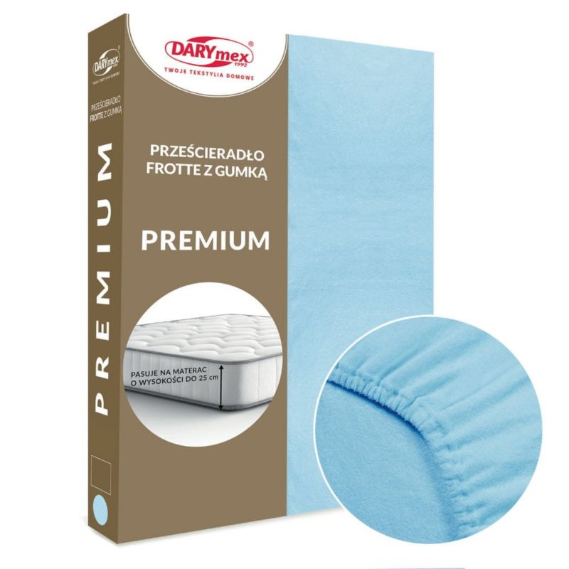 Prześcieradło frotte z gumką Darymex 200x220 kolor niebieski PREMIUM 1 szt.