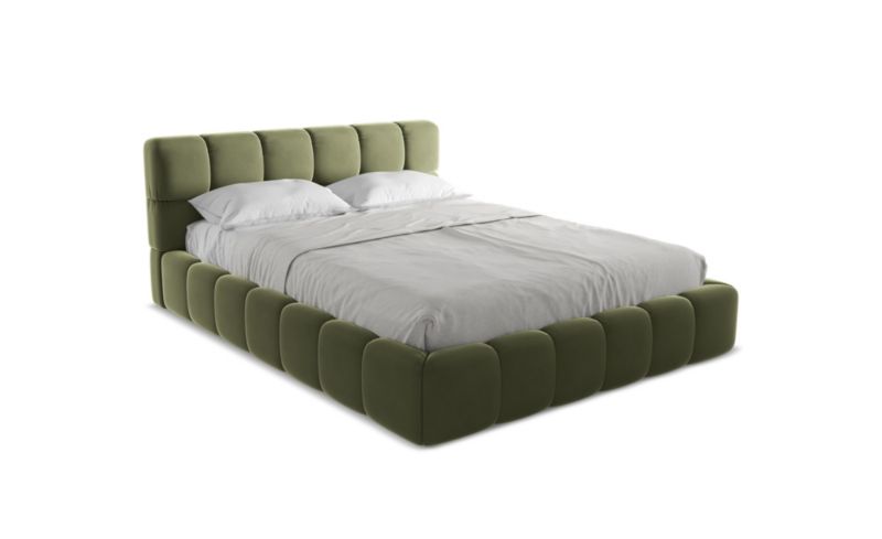 Łóżko LaMiaSofa Nalu z weluru 160x200 oliwkowy 1 szt.