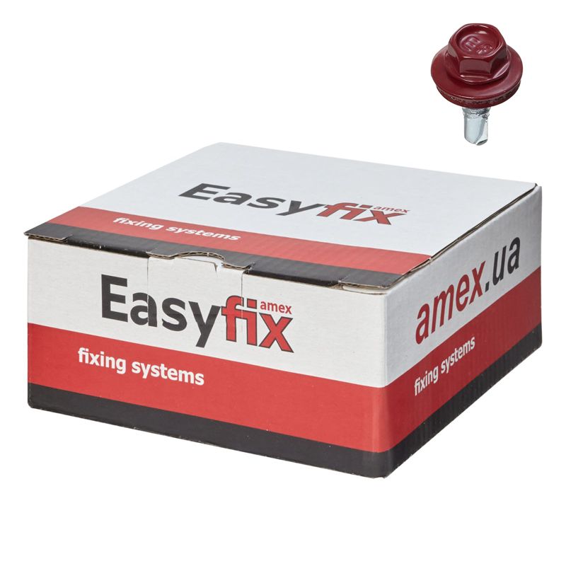 WKRĘTY FARMERSKIE Z EPDM EASY FIX 4,8x19mm(2 opak-250 szt.) Mocowanie blachy do konstrukcji stalowej Kolor cegłą RAL8004 500szt.