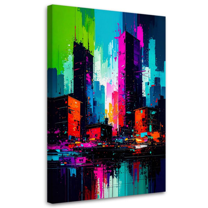 Obraz nowoczesny do salonu Feeby Kolorowe Miasto Abstrakcja 80x120cm 1szt