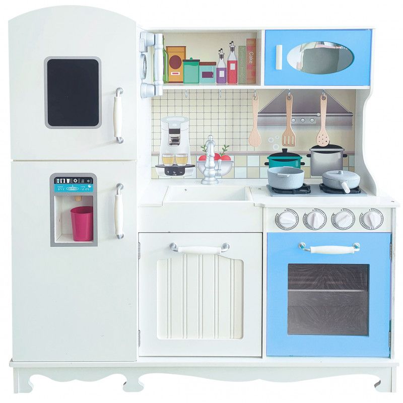 Drewniana Kuchnia dla dzieci 4iQ Group LittleFoodies miętowy niebieski 1szt.