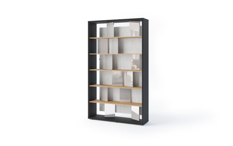 Regał MINIO go for it TIFT 2 z oświetleniem - grafit/dąb linearny/natura/szary połysk,1 szt.