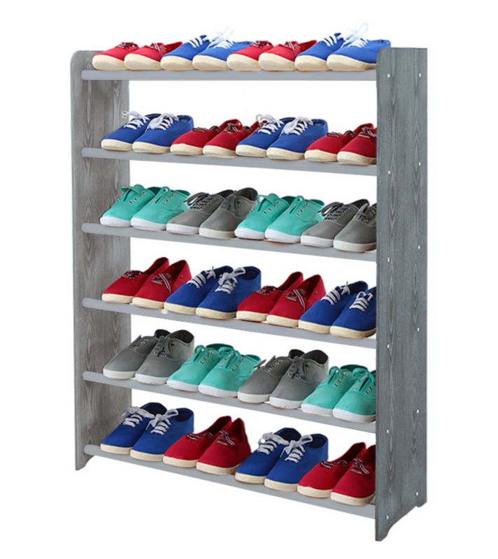 Regał na buty MODO24 drewniany 7 półek szerokość 90 cm szary 1 szt.