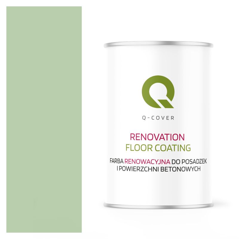 Farba Renowacyjna do Posadzek i Powierzchni Betonowych Q-Cover Zielony Pastelowy RAL6019 Wysoki Połysk 1L