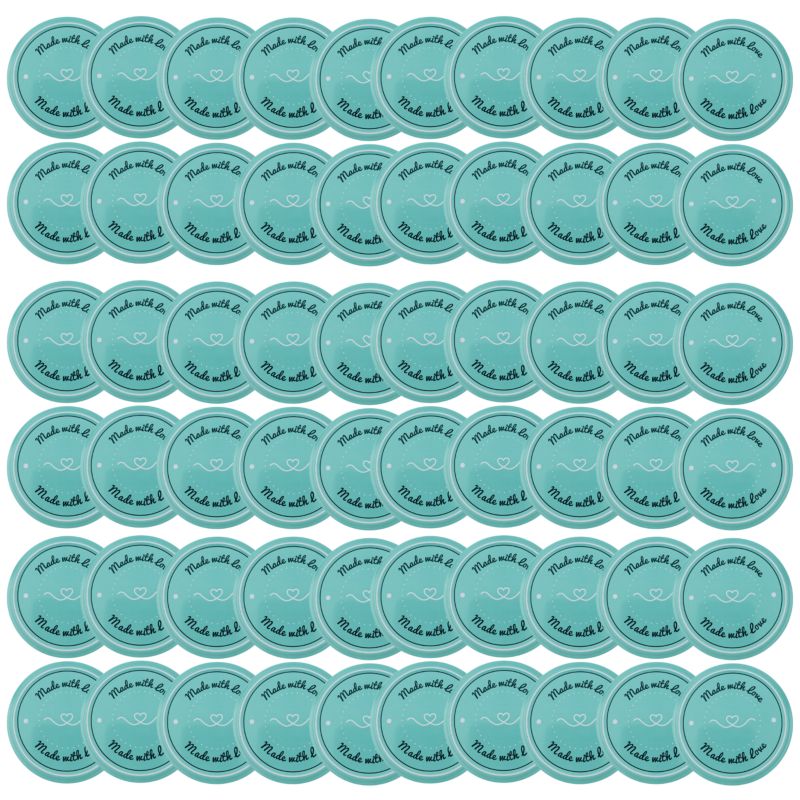 Pokrywki MODO24 wzór made with love turkus dekielki zakrętki nakrętki wieczka wieka 82mm 60 szt
