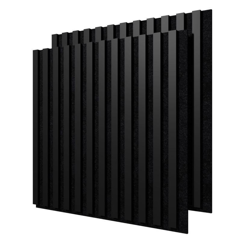 Lamele ścienne na czarnym filcu Stegu Linea Acoustic Proline, czarne 60,5X60,5 panele akustyczne zestaw 2 szt.
