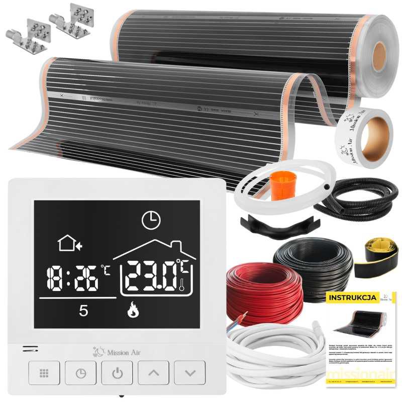 Zestaw folii grzewczych na podczerwień Mission Air IR SILVER 160W 6m²,szer.100cm + Taurus Biały 1szt