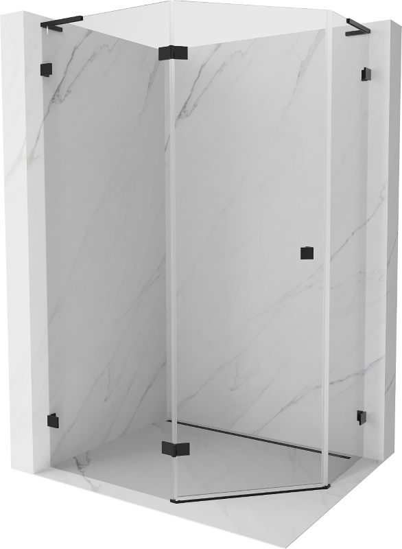 Kabina prysznicowa Mexen Lunar L pięciokątna uchylna lewa 90 x 100 cm transparent czarna 1 szt.