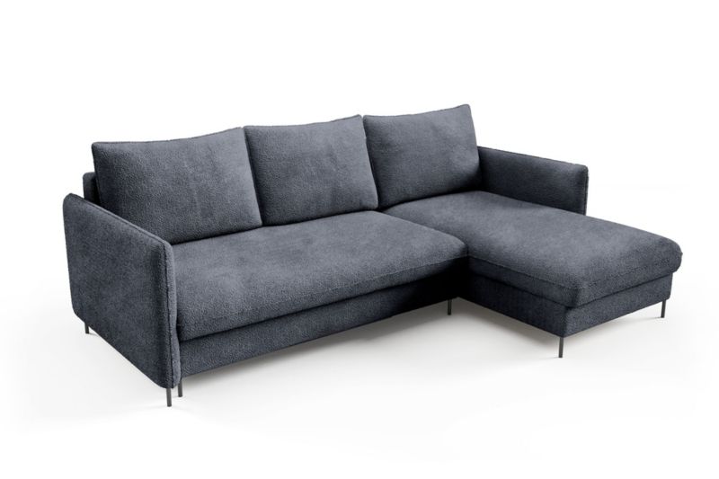 Narożnik Bettso Belis Boucle 216 x 165 cm z funkcją spania granatowy 1szt.