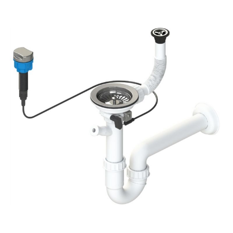 Zestaw automatyczny odpływowy do zlewozmywaków 1 komorowych, GranMaster, oszczędzający miejsce i korek automatyczny, chrom 1 szt.