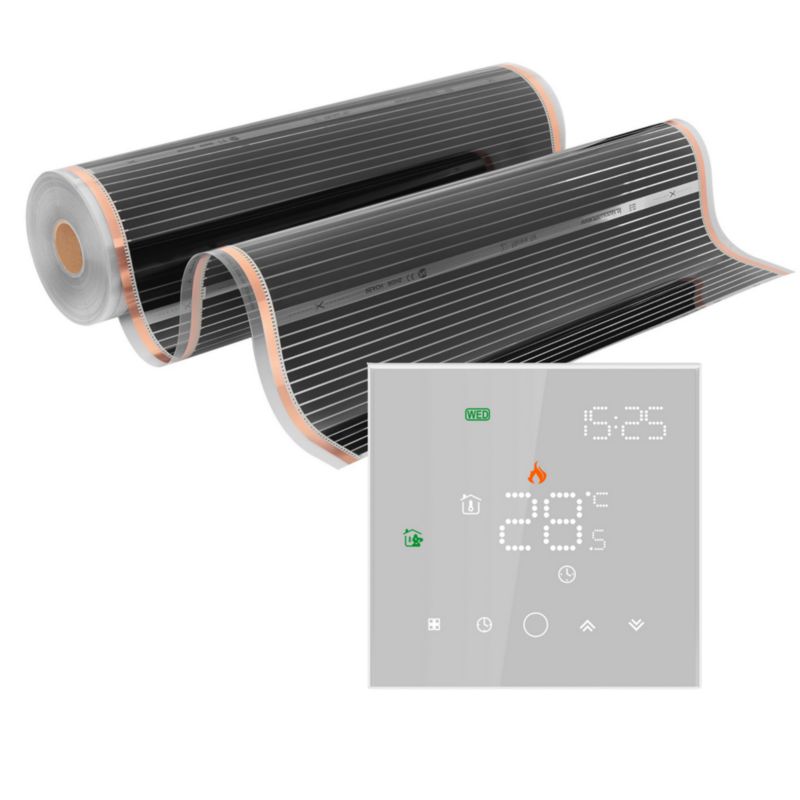 Zestaw folii grzewczych na podczerwień IR SILVER 160W 22m²,szer.100cm + Leo Biały 1szt