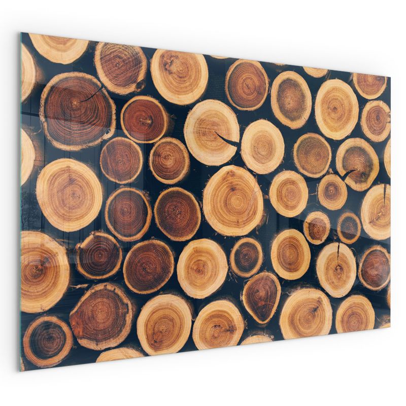 Szklana Podkładka Pod Kominek Prostokąt Wallfluent 60x40 cm Kompozycja z drewnianych fragmentów 1 szt.