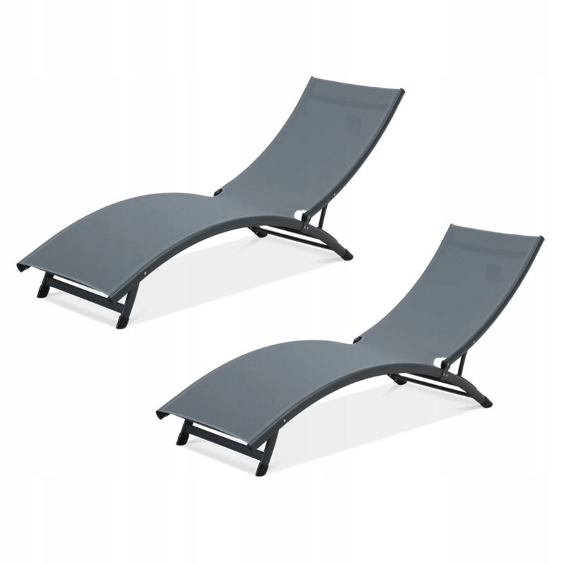 Zestaw Leżaków Focus Garden Leżak Ogrodowy Plażowy Składany Star Na Basen Szary Focus Garden 2 szt