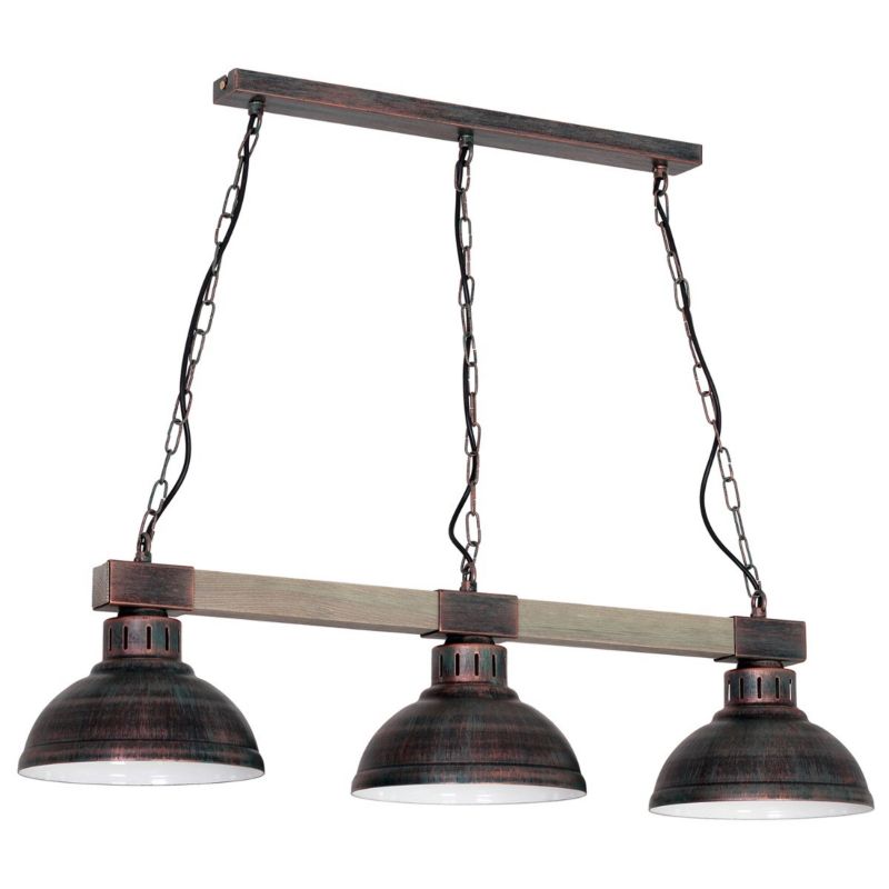 Lampa wisząca Luminex Hakon brązowo-jasne drewno wym: 68 x 72 x 21 cm 3xE27 x 15W metal 1 szt.