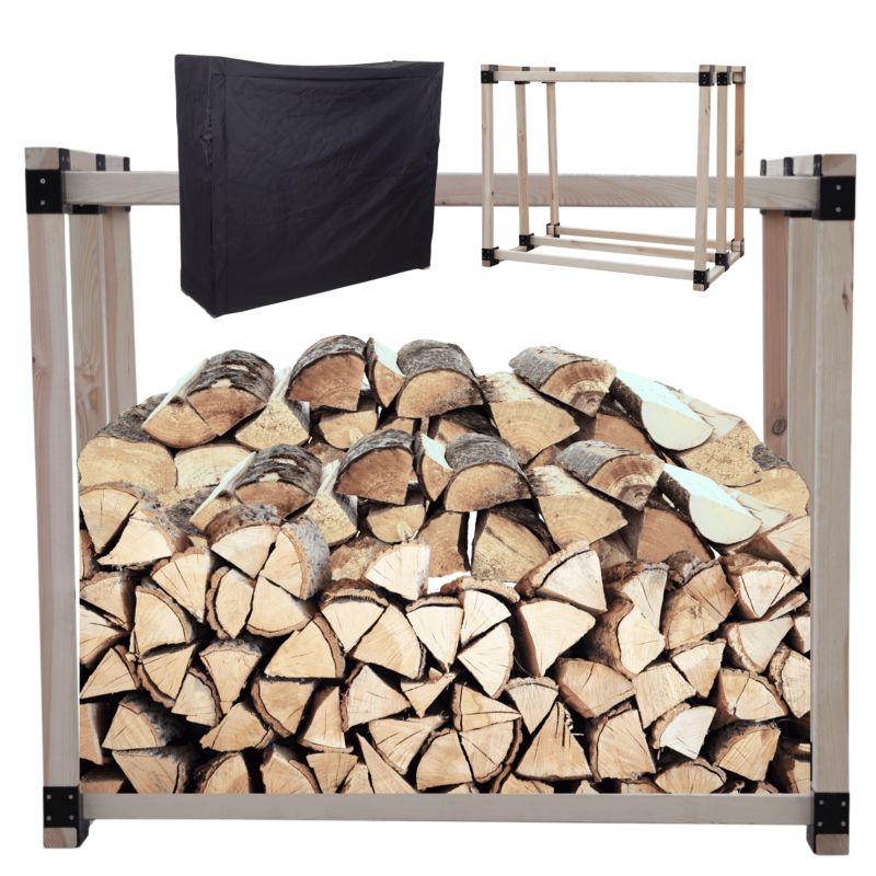 Stojak na drewno kominkowe MODO24 wiata z pokrowcem drewutnia 1,1 m3 1 szt.