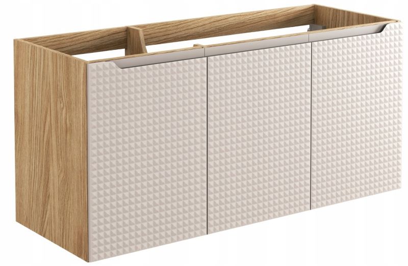 Szafka pod umywalkę Furnidea 120 cm beżowy dąb front 3D MDF Luxor 1 szt.