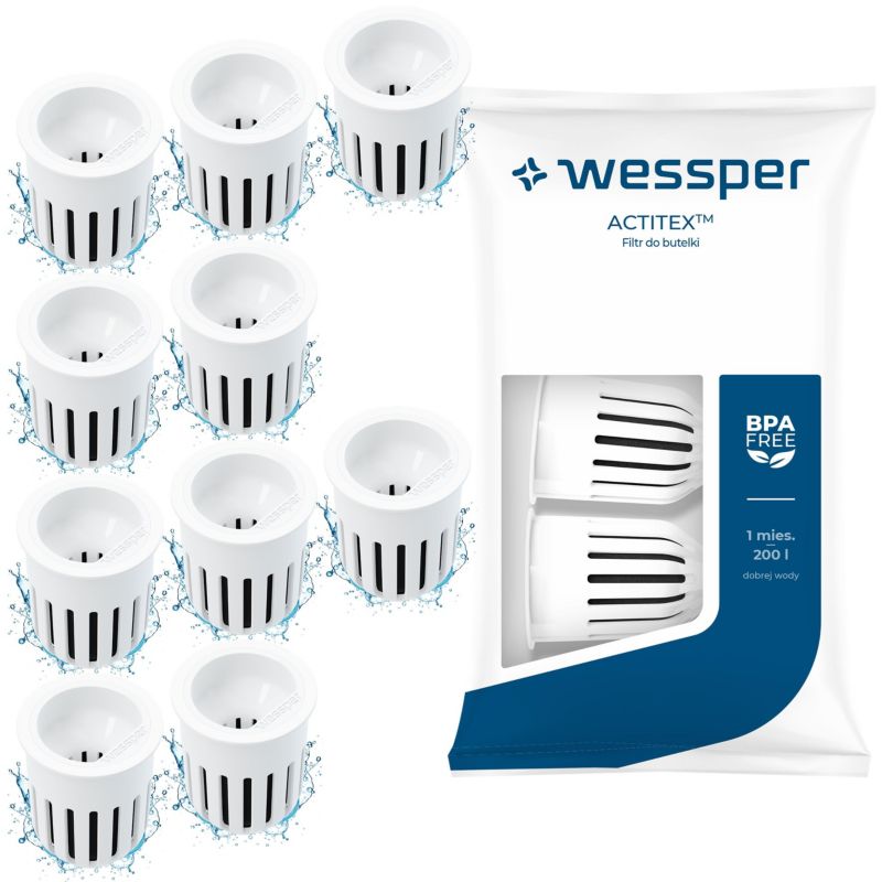 Filtr wody, Wessper, do butelki Dafi Soft, Aqualogis Aqua&Go 750ml, z węglem aktywnym, zamiennik, 10szt