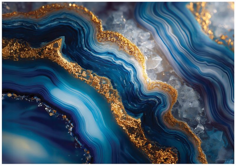 Fototapeta WALLARENA Do Sypialni Salonu Na Flizelinie Marmur Glamour Abstrakcja Niebieski 250x175 cm 16266VX5 1 szt.