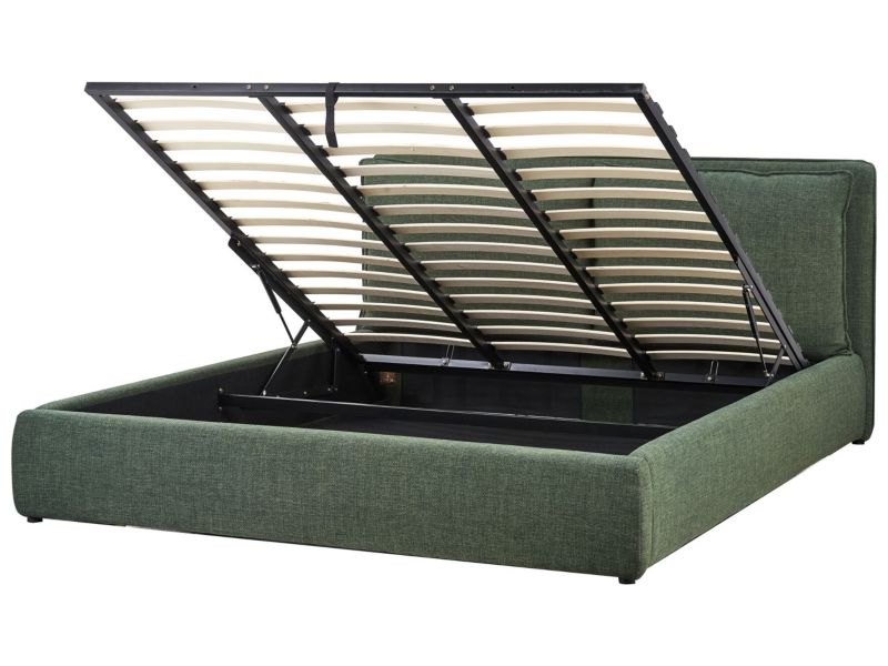 Łóżko z pojemnikiem Bajonna 180 x 200 cm Ciemnozielony 1 szt.